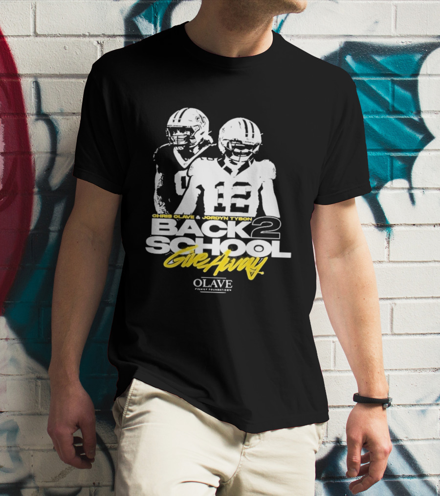Chris Olave Jordyn Tyson Back 2 School Give Away Olave Connections T-Shirt