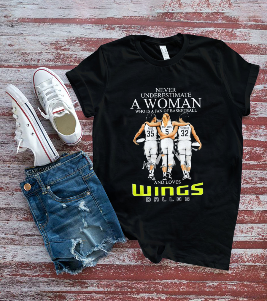 Never Underestimate A Woman Who Is A Fan Of Basketball And Loves Dallas Wings T-Shirt
