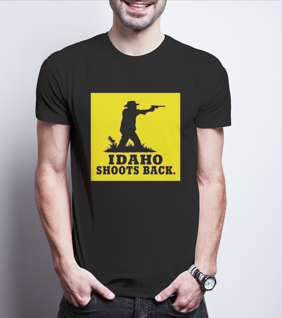 Idaho Shoots Back Cowboy Silhouette Retro Humor T-Shirt