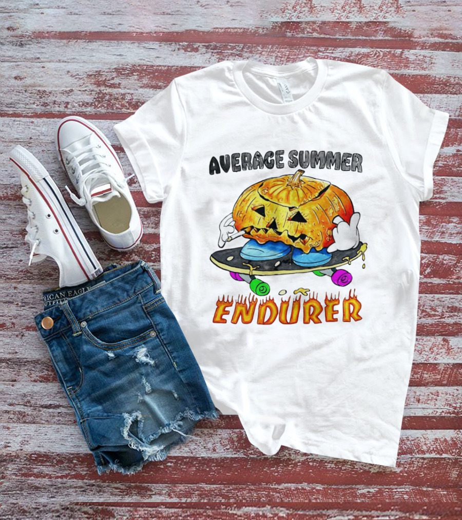 Average Summer Endurer Pumpkin Skater Skateboarding T-Shirt