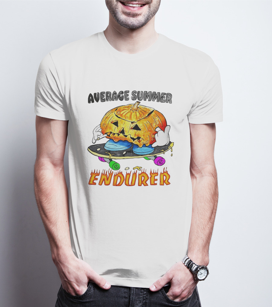 Average Summer Endurer Pumpkin Skater Skateboarding T-Shirt