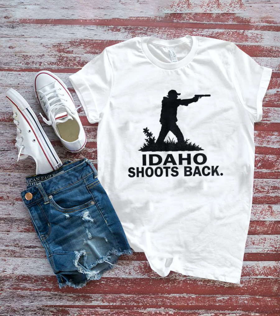 Idaho Shoots Back Silhouette Hunter With Gun T-Shirt