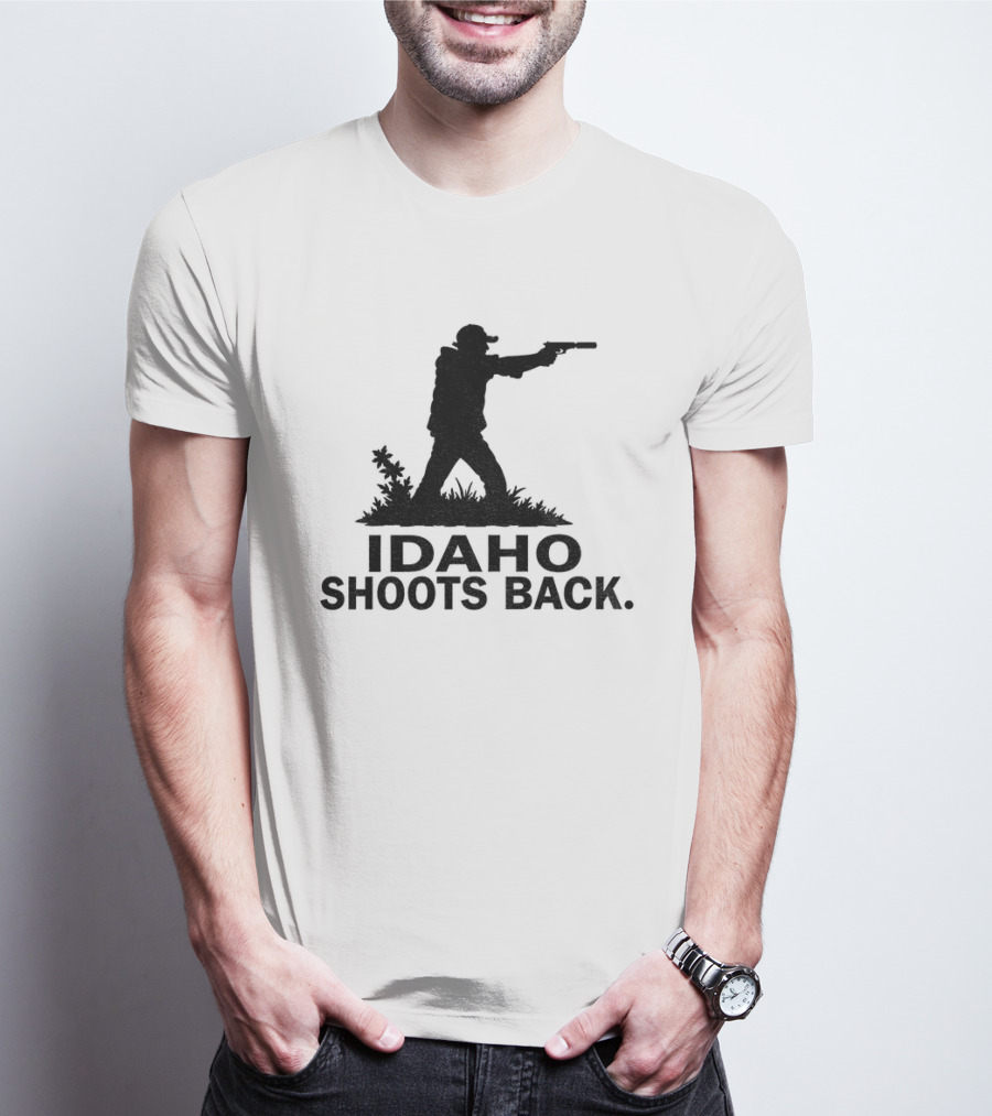 Idaho Shoots Back Silhouette Hunter With Gun T-Shirt