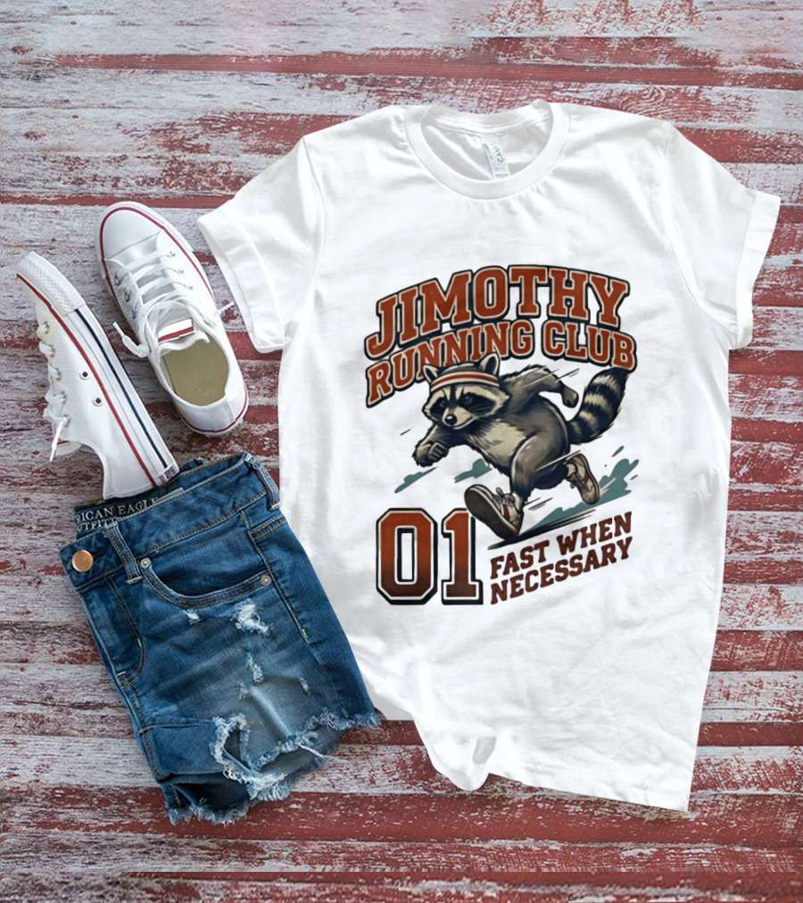 Jimothy Running Club 01 Fast When Necessary Raccoon T-Shirt
