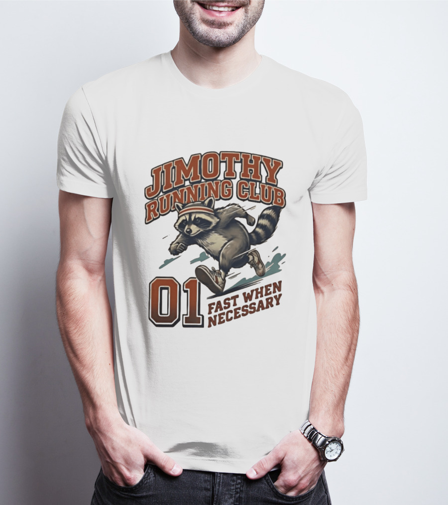 Jimothy Running Club 01 Fast When Necessary Raccoon T-Shirt