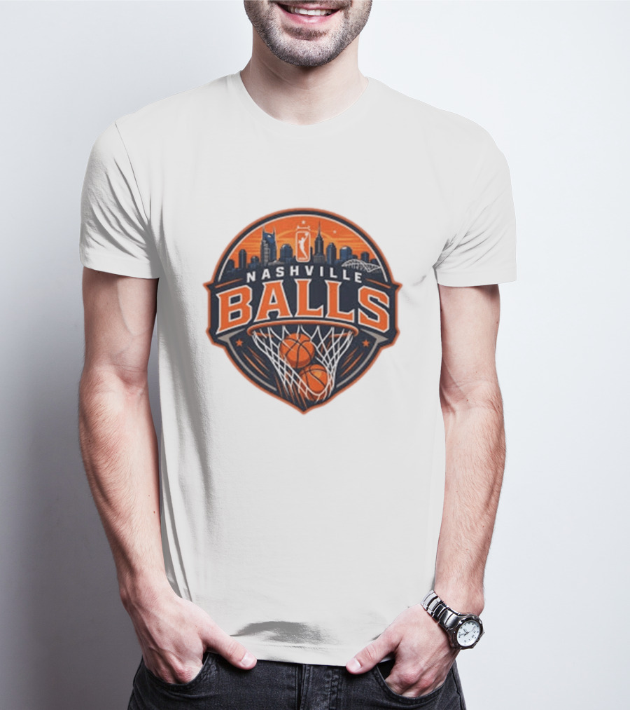Nashville Balls Skyline Basketball Logo Cityscape T-Shirt