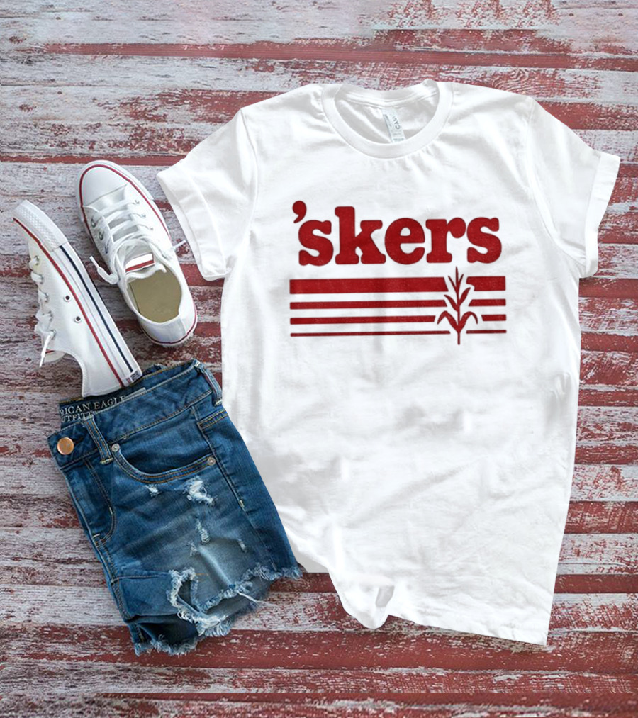 Skers Nebraska Cornhuskers Text Red Lines T-Shirt