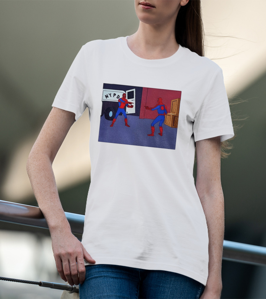 NYPD Spider Man Pointing Meme Twins Scene T-Shirt