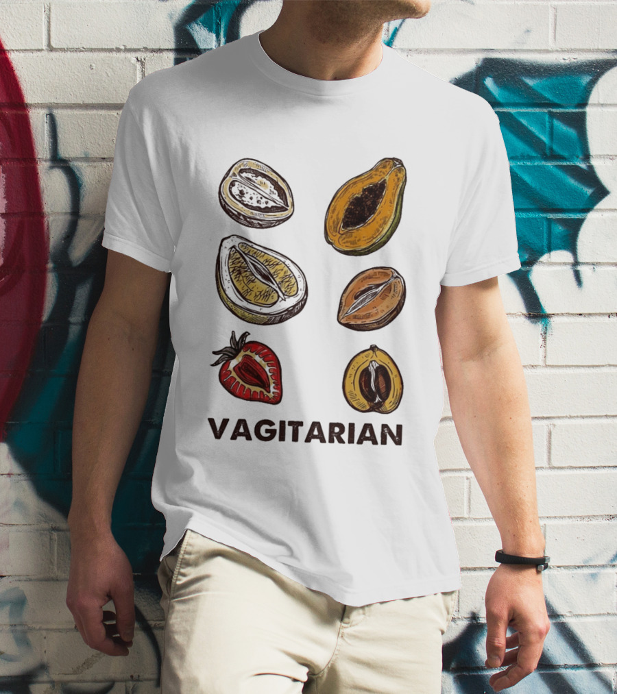Vagitarian Fruit Humor Strawberry Avocado Papaya Illustrations T-Shirt