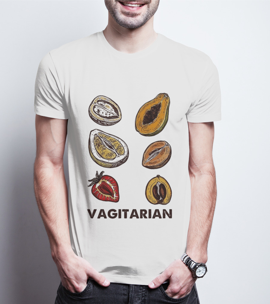 Vagitarian Fruit Humor Strawberry Avocado Papaya Illustrations T-Shirt
