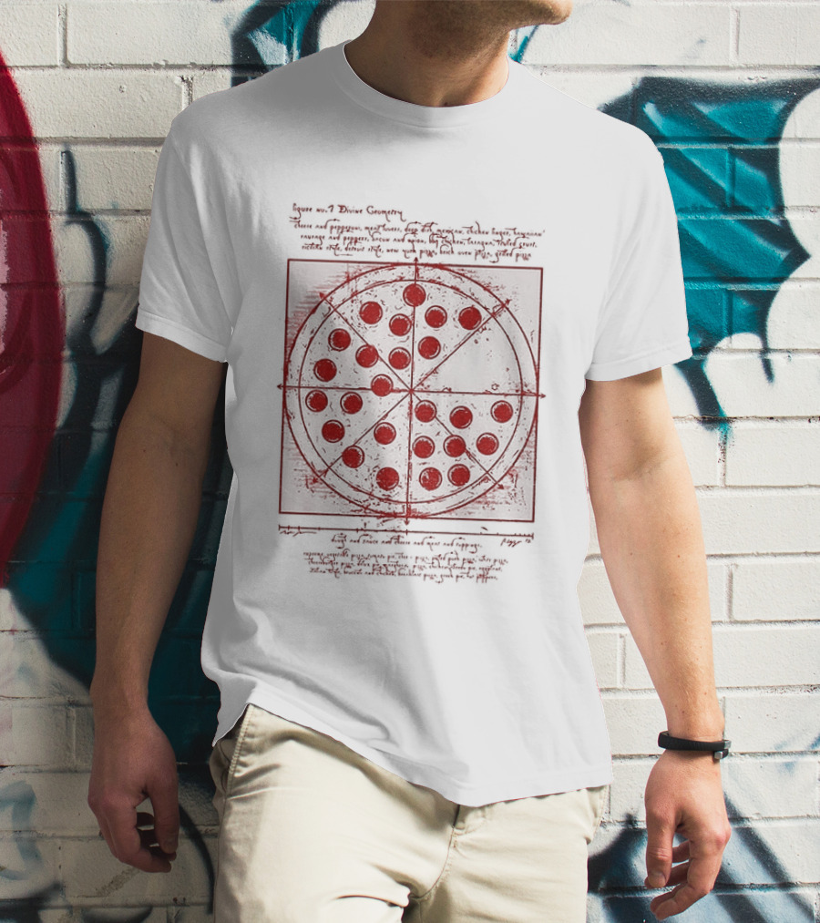 Vitruvian Pizza Leonardo Da Vinci Spider Tom Movie Pizza Drawing T-Shirt