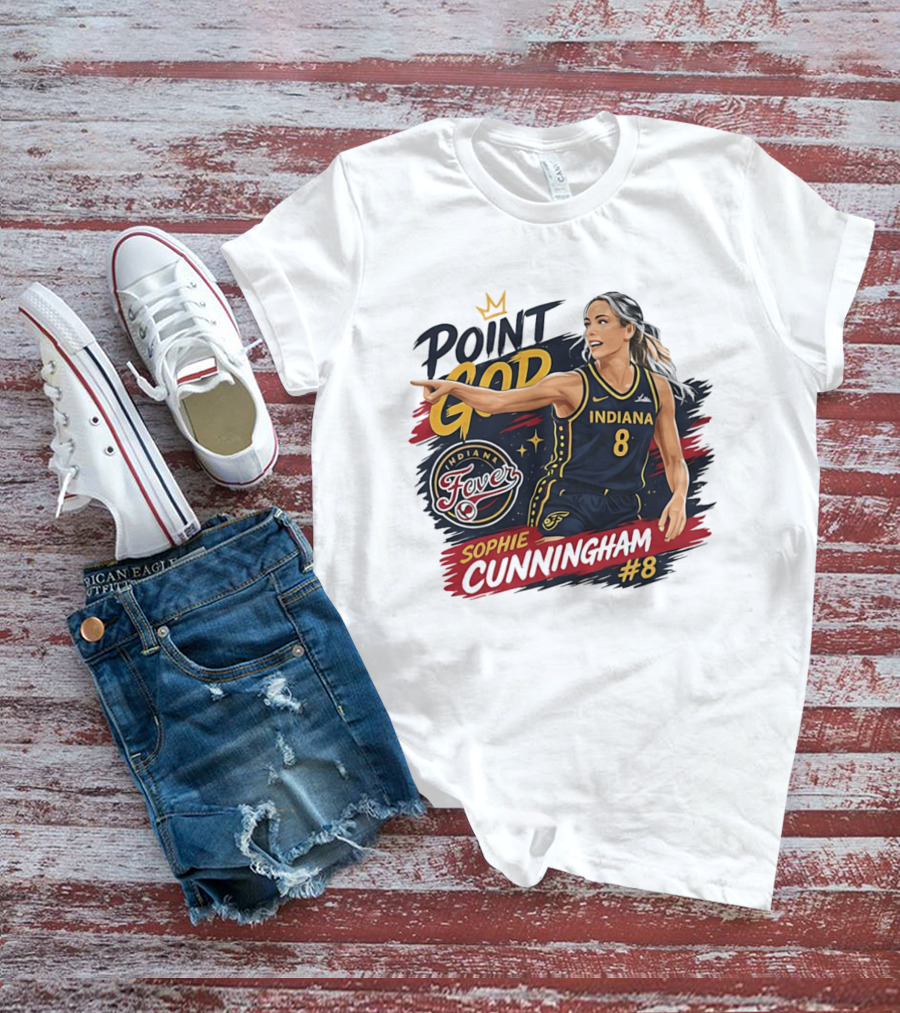 Sophie Cunningham Point God Number 8 Indiana Fever Basketball T-Shirt