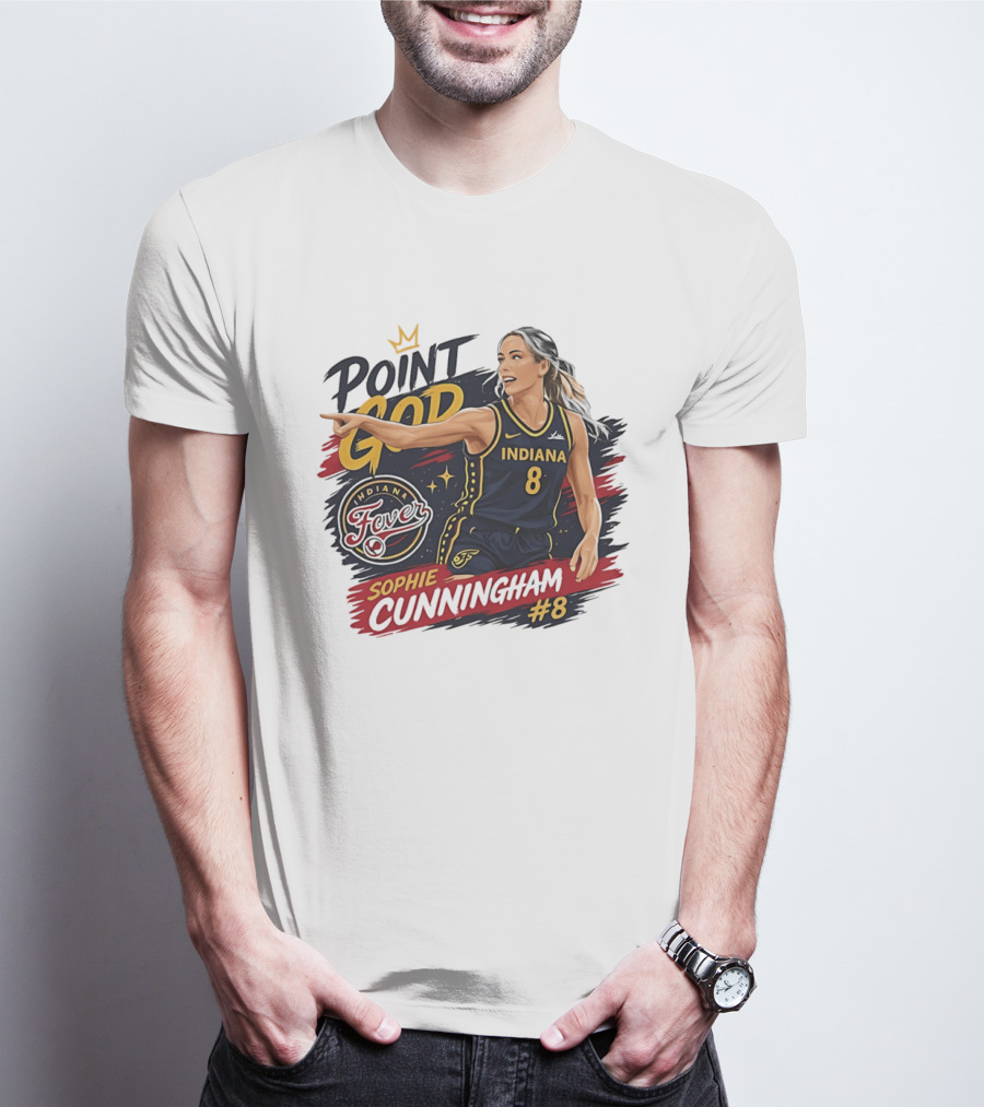 Sophie Cunningham Point God Number 8 Indiana Fever Basketball T-Shirt