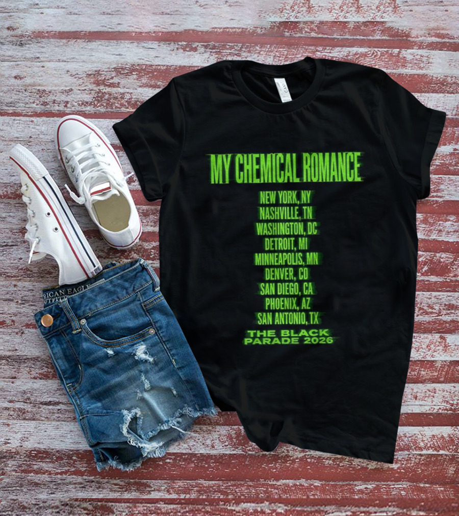 My Chemical Romance The Black Parade 2026 New York City Nashville Washington Detroit Minneapolis Denver San Diego Phoenix San Antonio Tour Dates T-Shirt