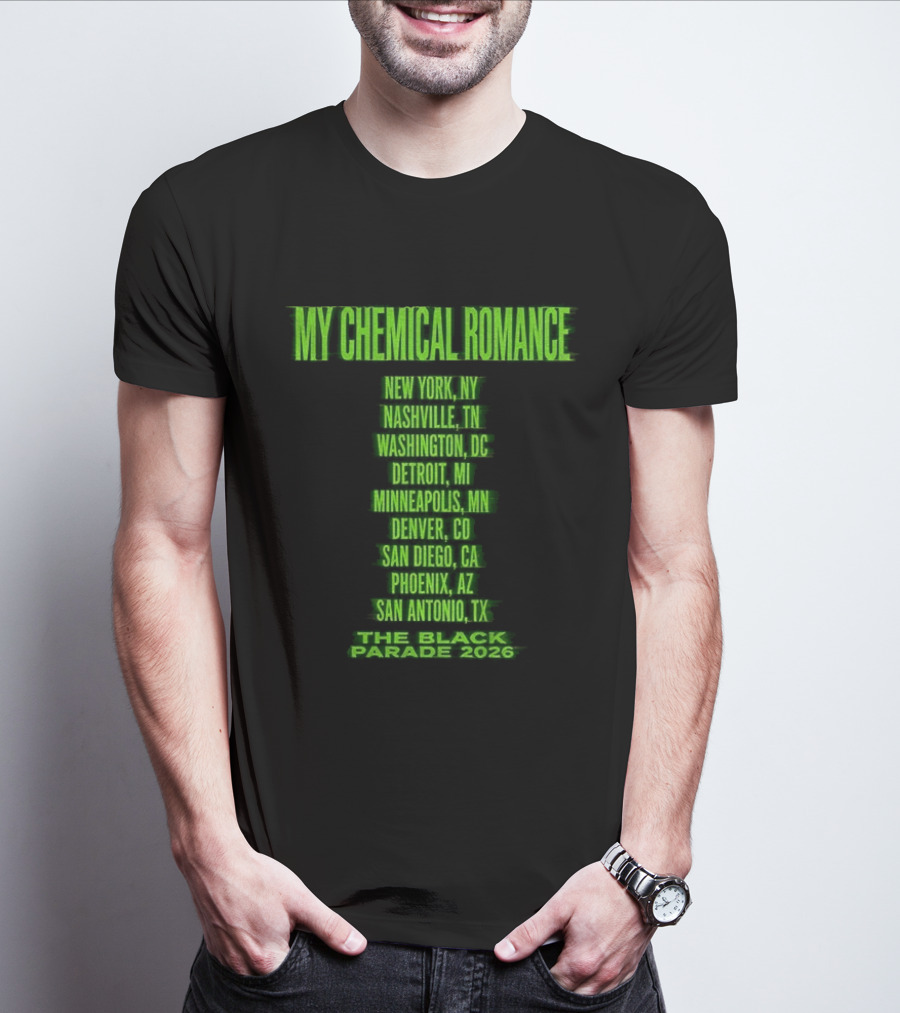 My Chemical Romance The Black Parade 2026 New York City Nashville Washington Detroit Minneapolis Denver San Diego Phoenix San Antonio Tour Dates T-Shirt