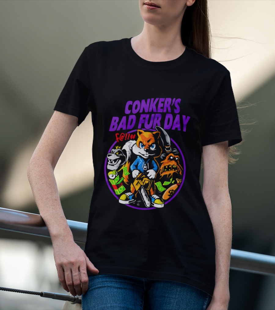 Conker's Bad Fur Day Chainsaw Squirrel Gaming Money T-Shirt