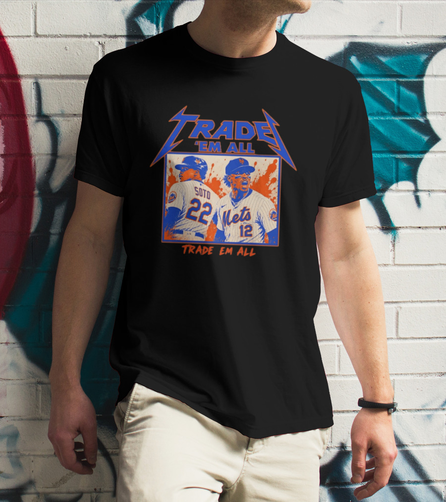 New York Mets Trade Em All Soto Heavy Metal Splatter Player Photos T-Shirt