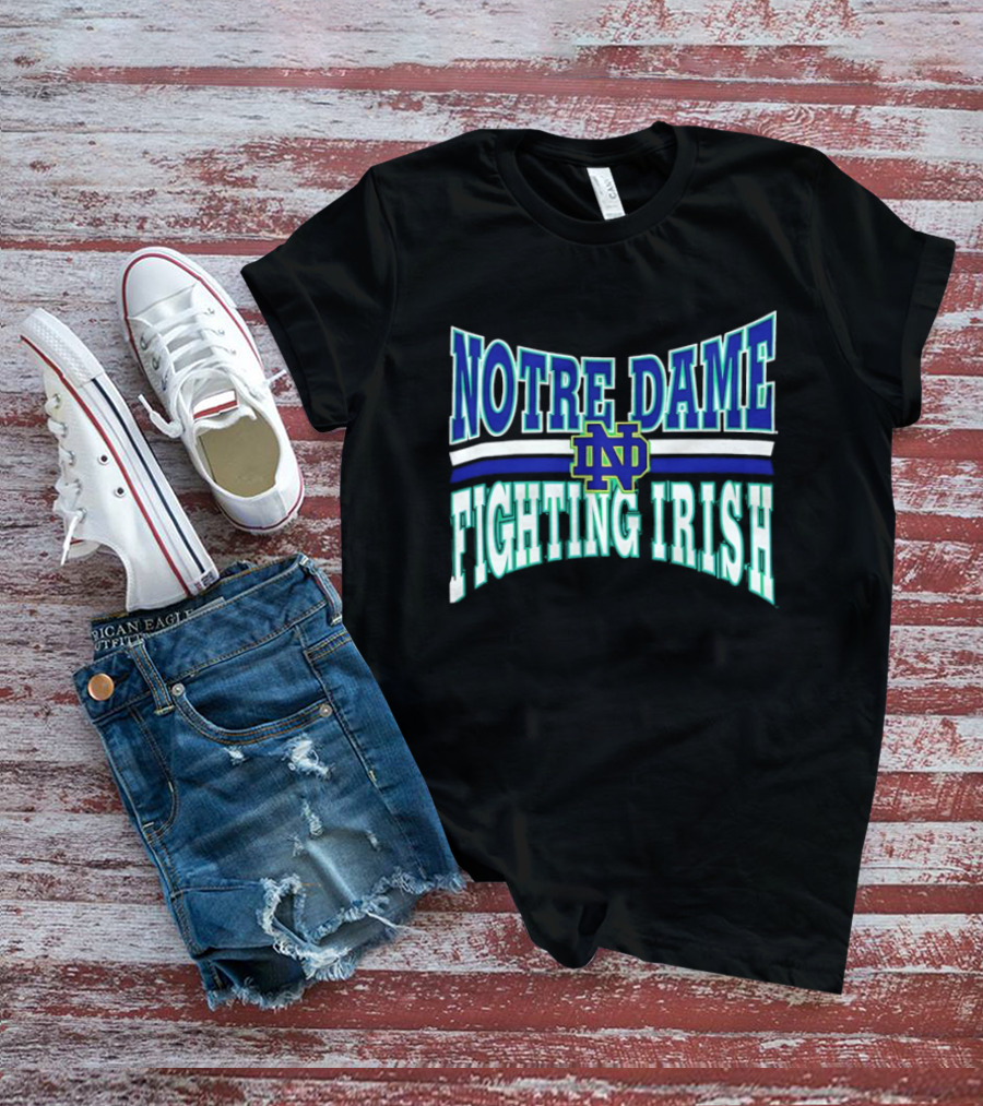 Notre Dame Fighting Irish Interlocking ND Monogram Curved NCAA T-Shirt