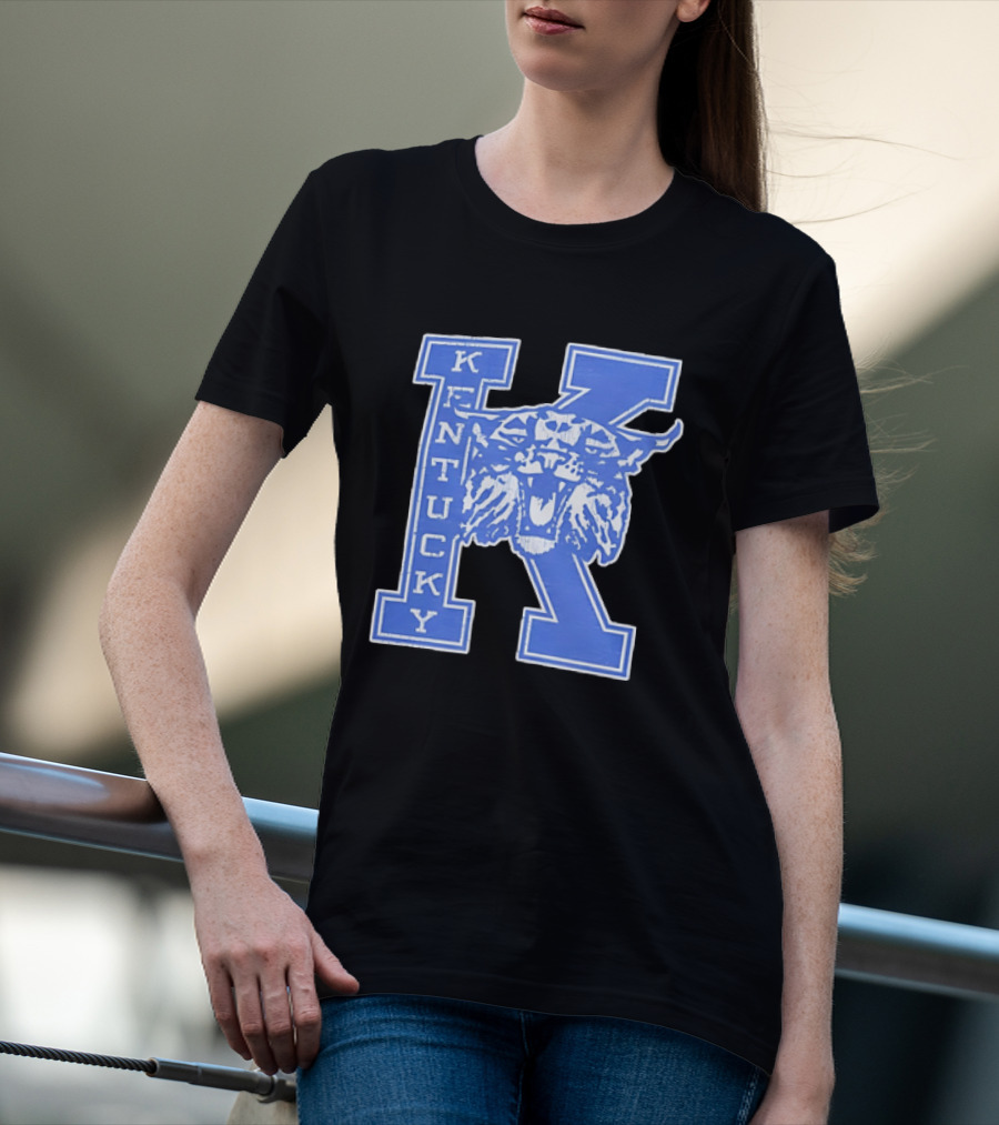 Kentucky Wildcats NCAA Distressed Block Letter K Wildcats Head T-Shirt