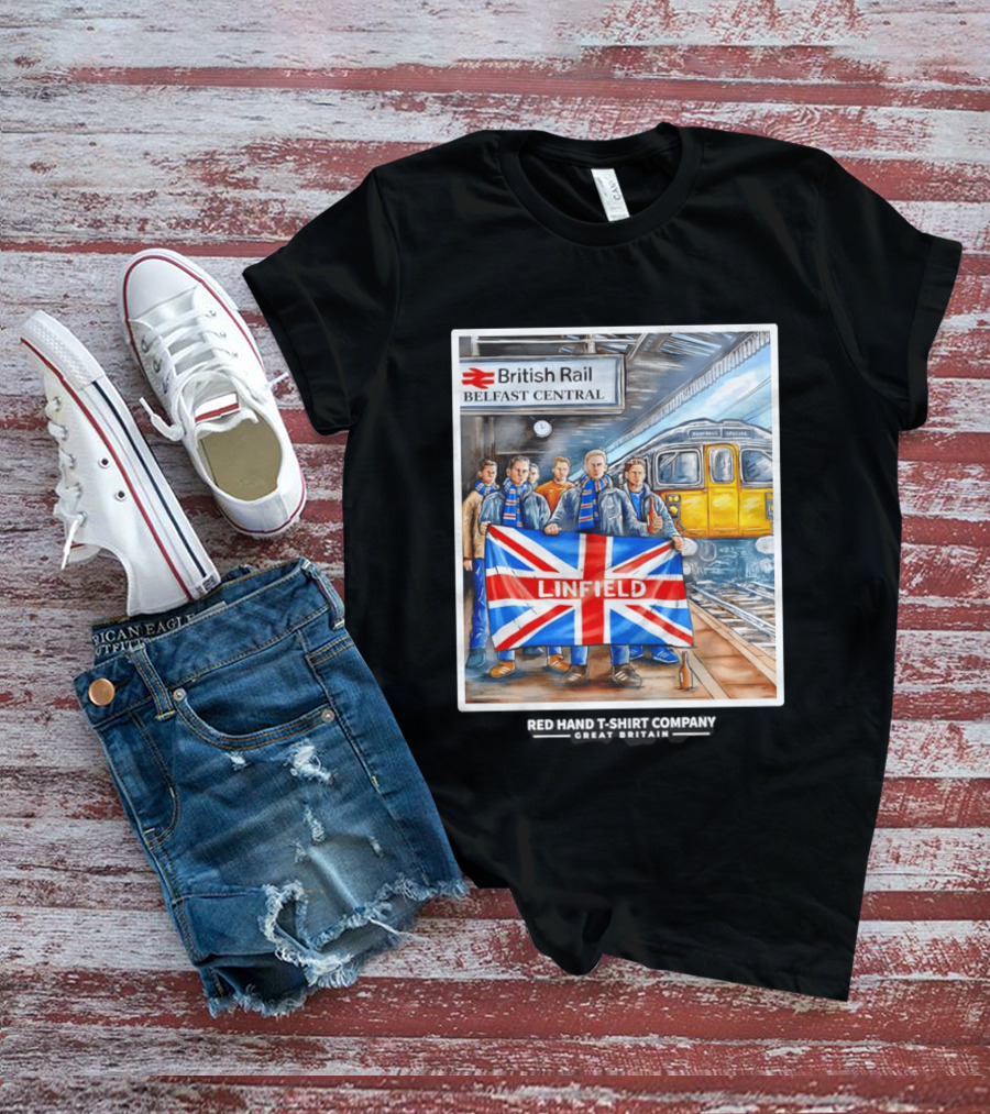 British Rail Belfast Central Linfield UK Flag T-Shirt