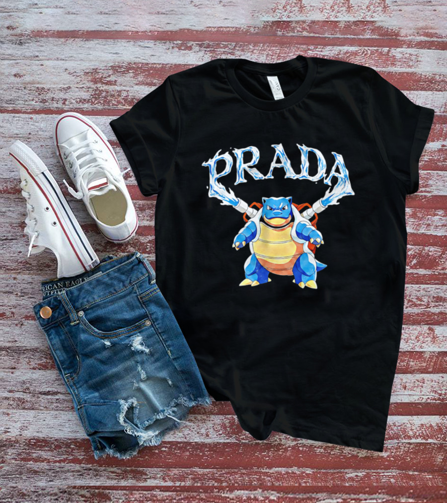 Prada Blastoise Pokemon Mashup Water Cannon T-Shirt