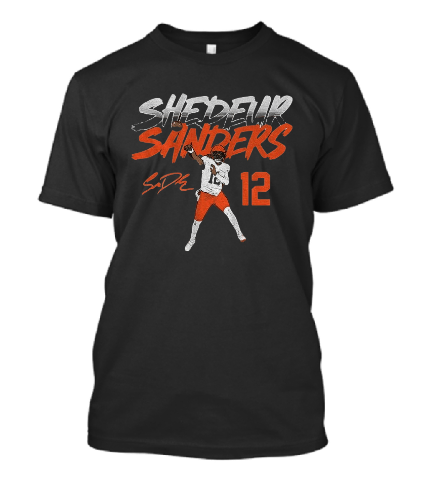 Shedeur Sanders Football Pose Number 12 Cleveland Player T-Shirt