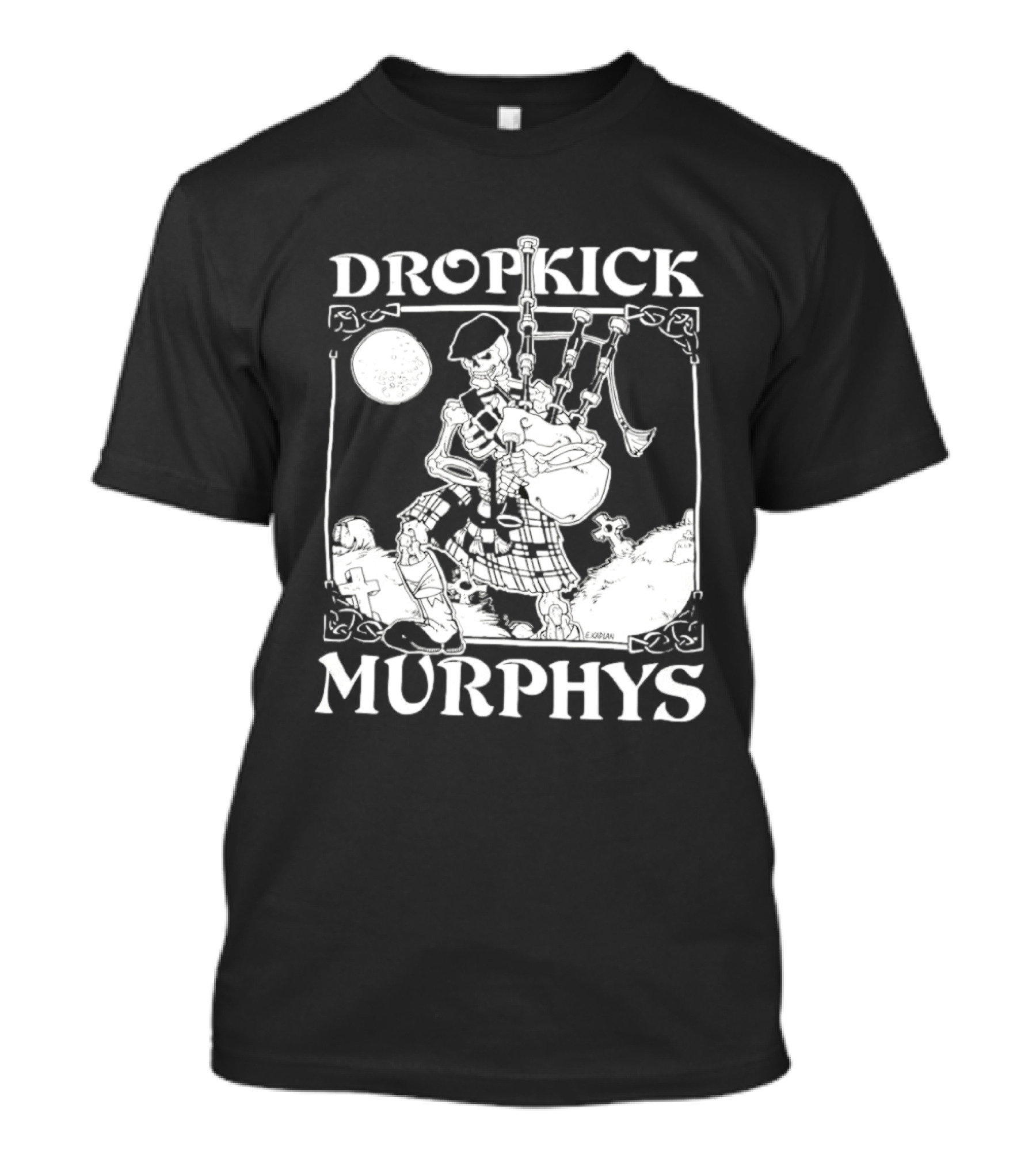 Dropkick Murphys Skelly Piper Bagpipes Moon T-Shirt