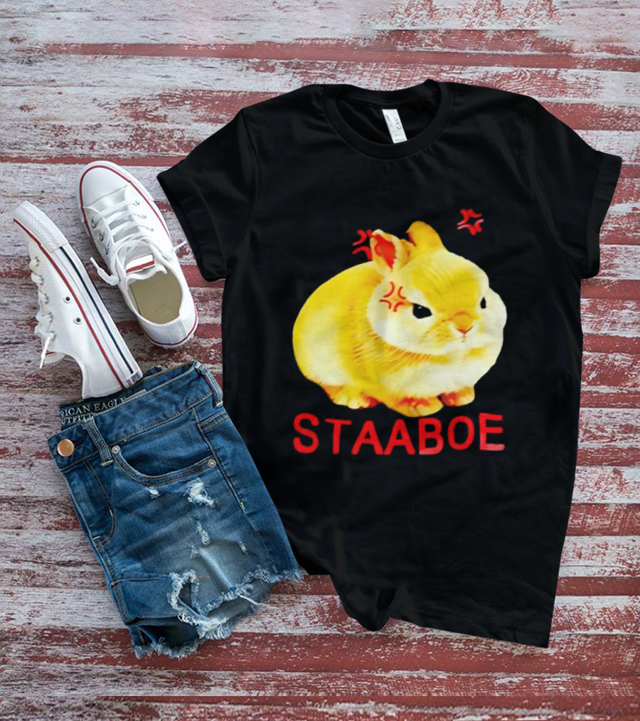 Staaboe Angry Fluffy Yellow Rabbit Red Marks T-Shirt