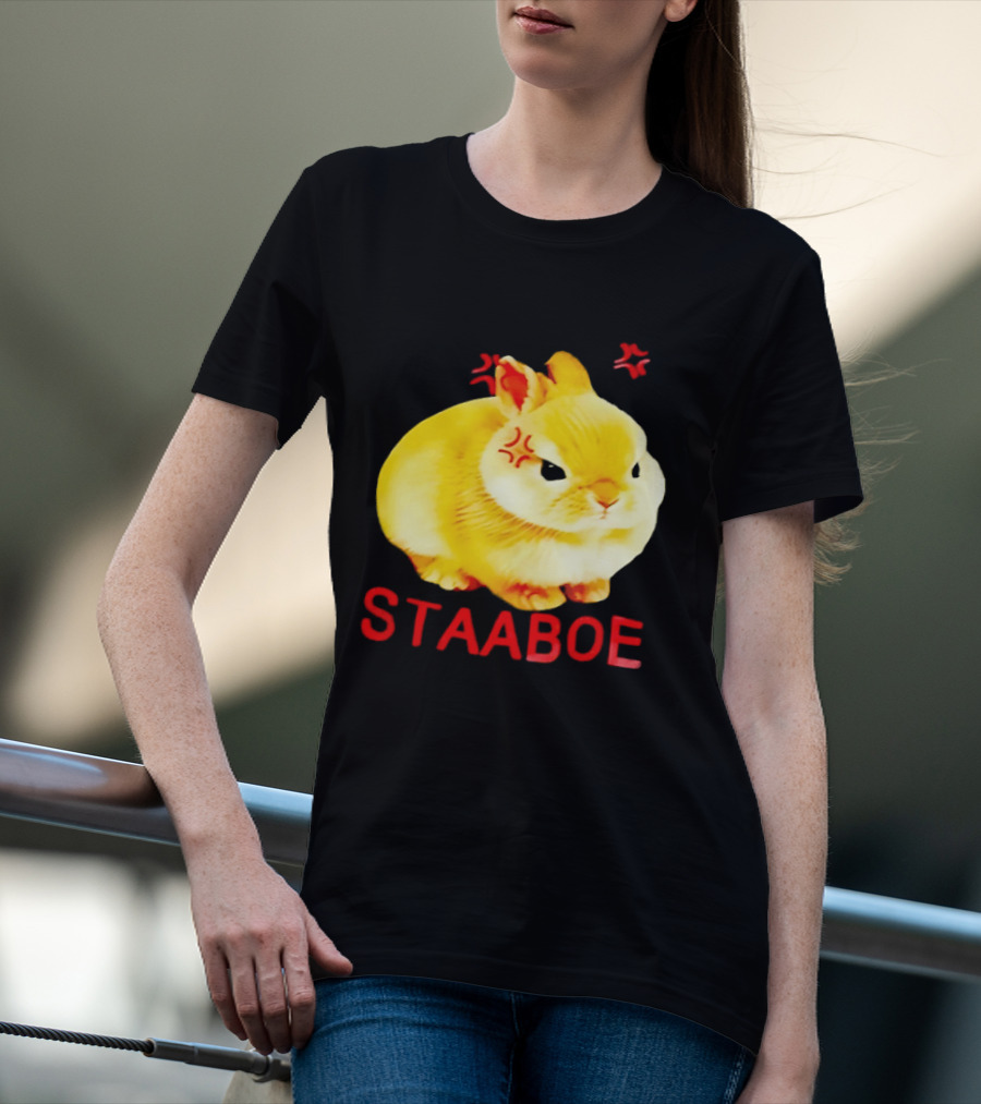 Staaboe Angry Fluffy Yellow Rabbit Red Marks T-Shirt