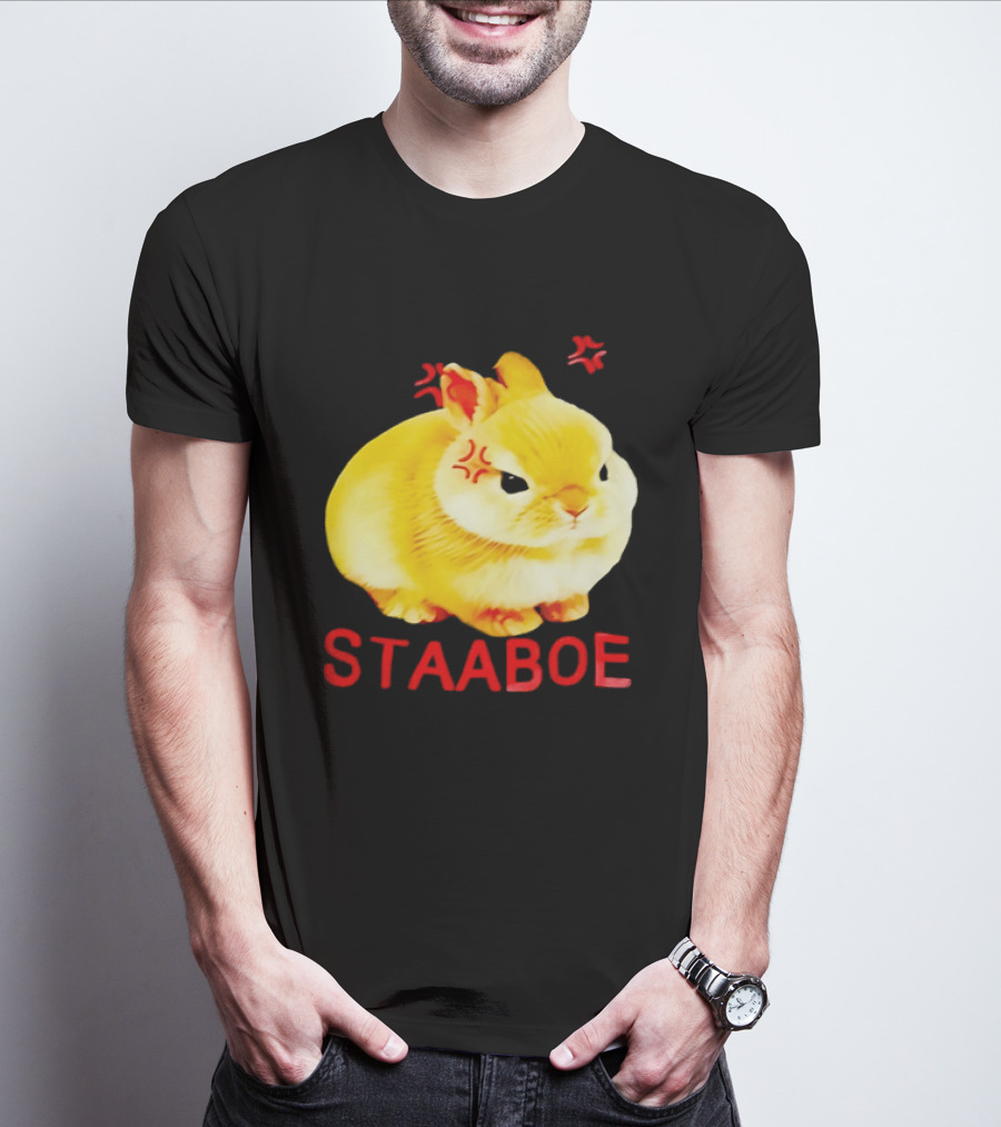 Staaboe Angry Fluffy Yellow Rabbit Red Marks T-Shirt