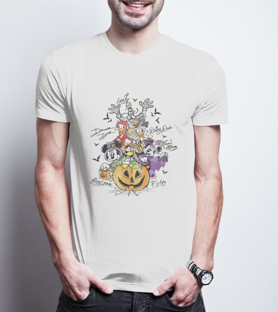 Mickey Minnie Donald Goofy Pluto Daisy Halloween Pumpkin Costume Bash T-Shirt