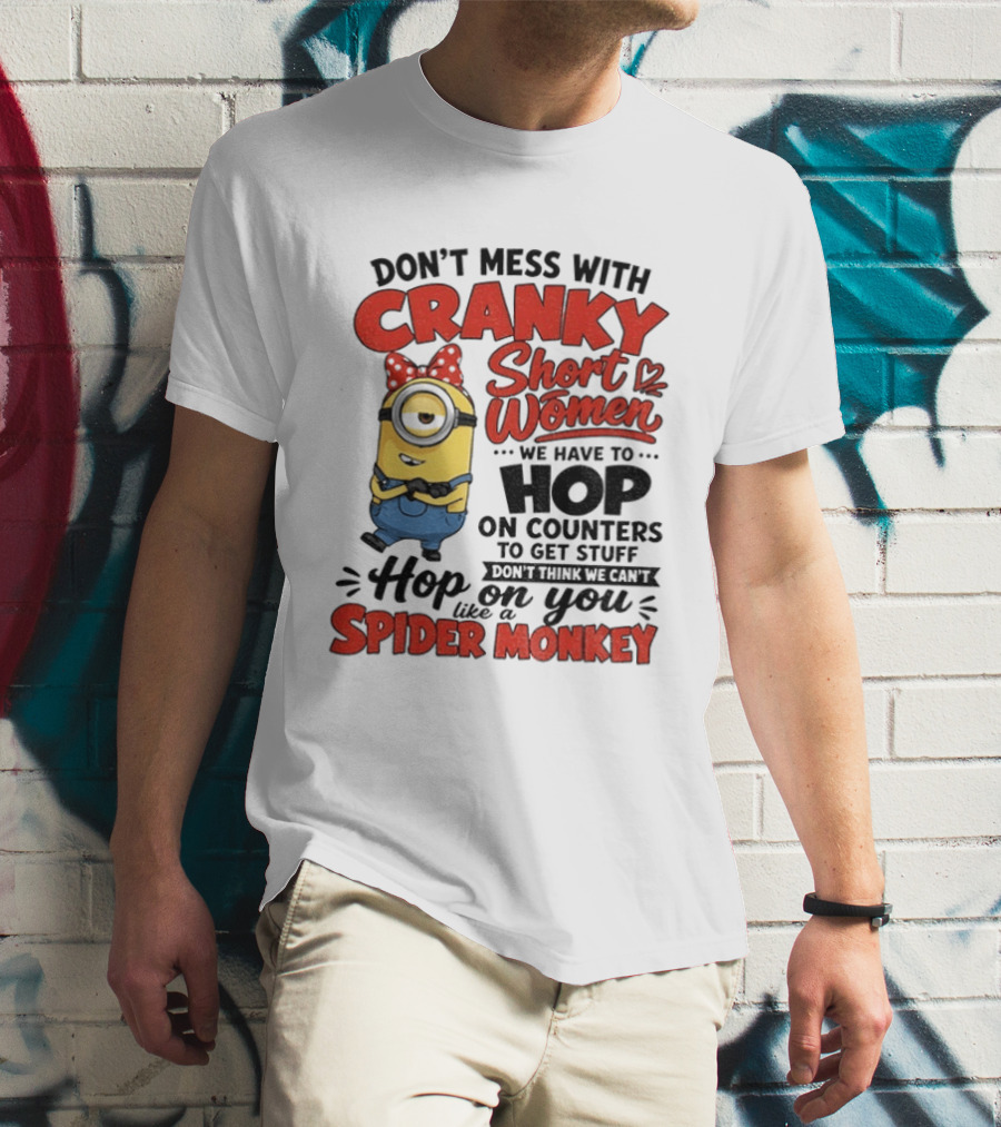 Minion Cranky Short Women Hop On Counters Spider Monkey T-Shirt