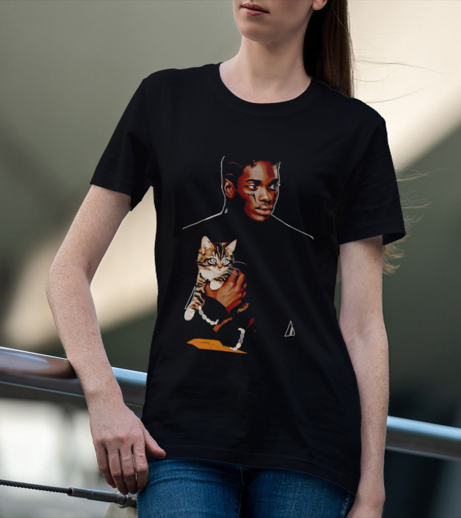 Young Man Holding A Tabby Cat Painting T-Shirt