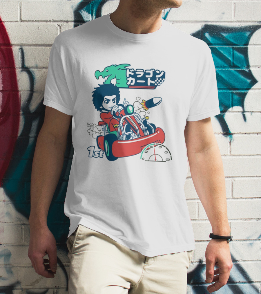 Dragon Kart Japanese Afro Racer 1st Place Red Vehicle Rocket Gauge T-Shirt