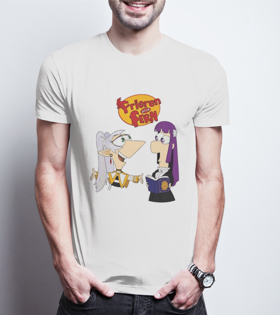 Frieren And Fern Animated Characters With Book And Unique Cartoon T-Shirt