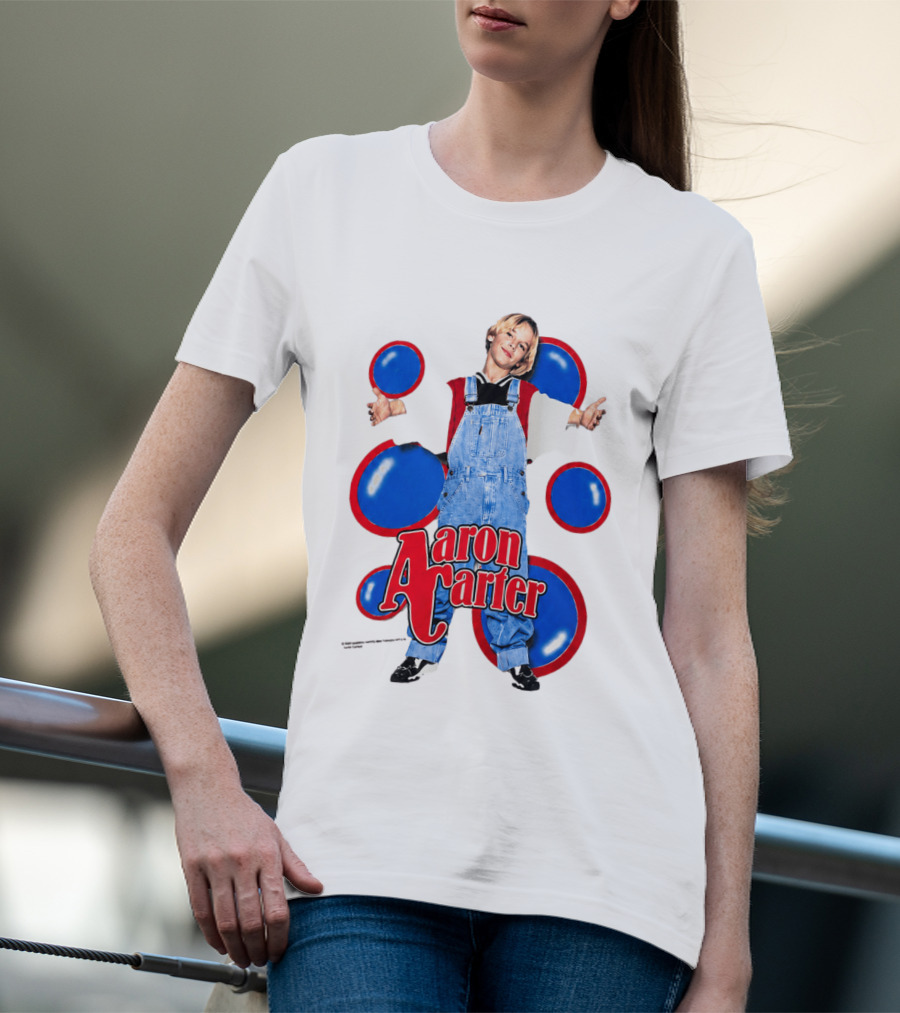 Aaron Carter Overalls Blue Red Circles Fashion T-Shirt