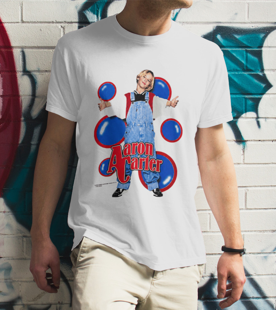 Aaron Carter Overalls Blue Red Circles Fashion T-Shirt
