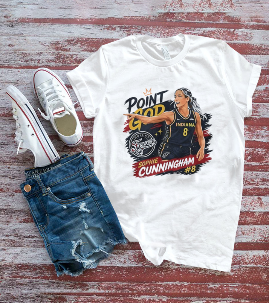 Indiana Fever WNBA Sophie Cunningham Point God #8 Basketball Player Painting T-Shirt