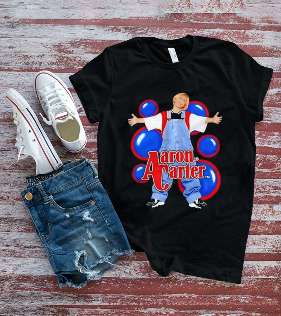Aaron Carter Denim Overalls Bubbles Photo Bootleg T-Shirt