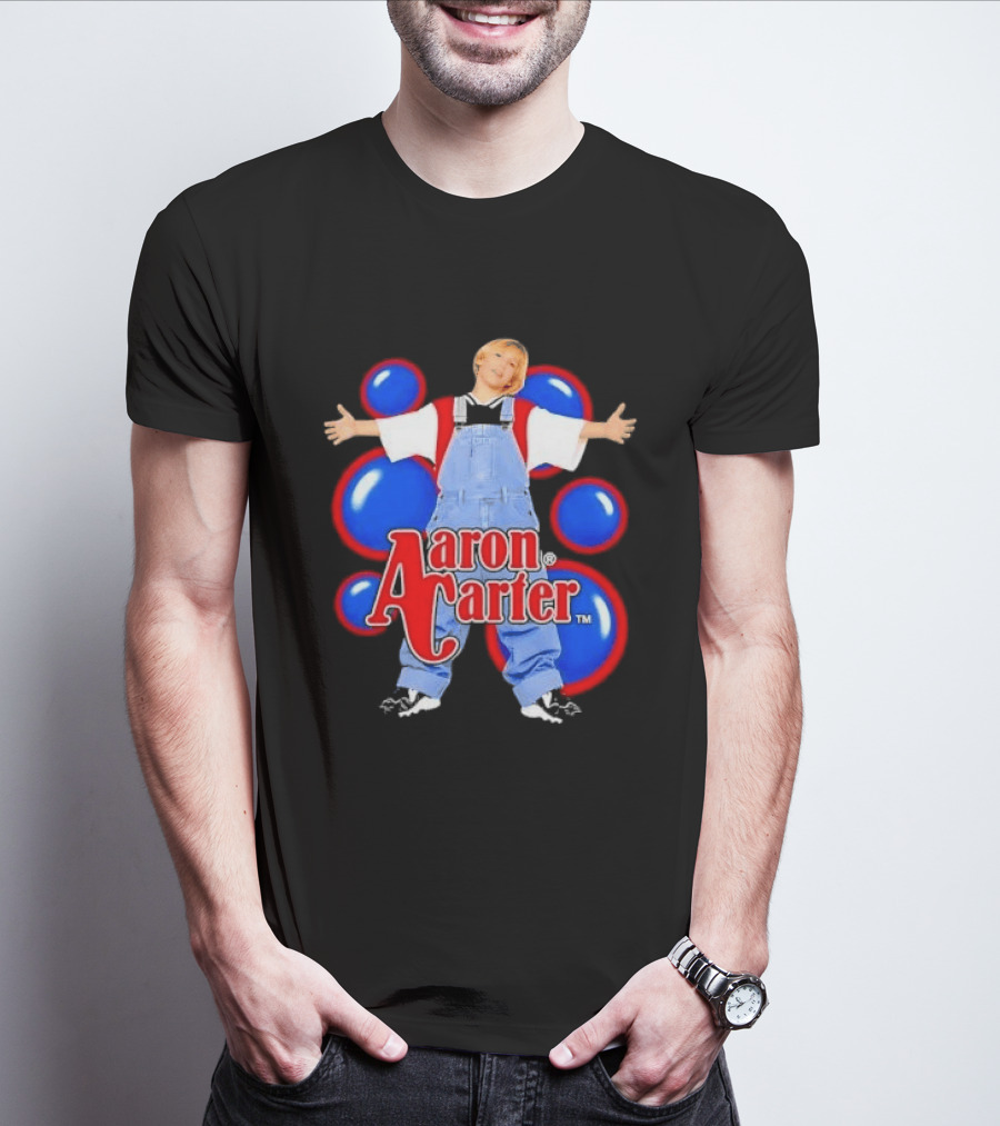 Aaron Carter Denim Overalls Bubbles Photo Bootleg T-Shirt
