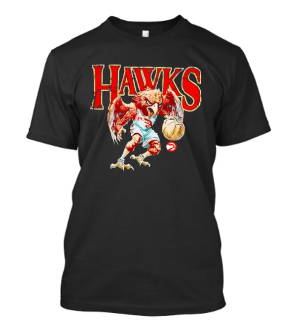 Atlanta Hawks Fierce Dribbling Cartoon Bird In NBA Jersey T-Shirt