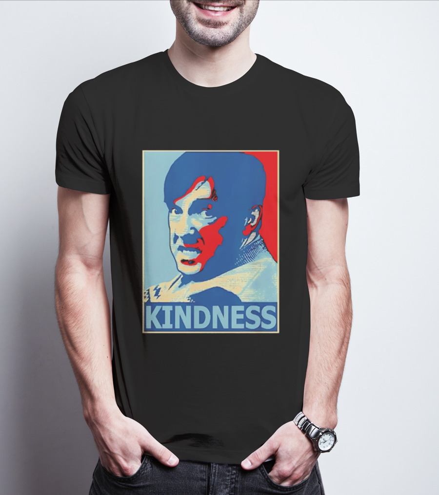 Kindness Mustachioed Man Halftone T-Shirt