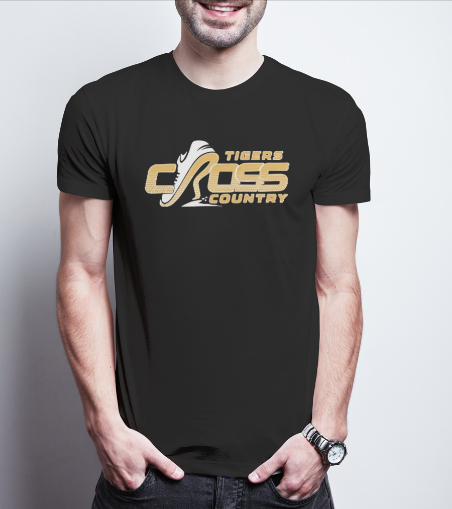 Tigers Cross Country Running Shoe Gold Brick Texture T-Shirt