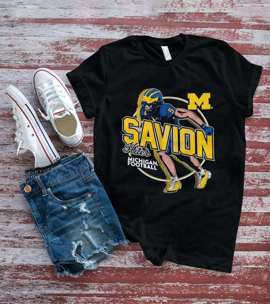 Michigan Wolverines Savion Hiter Number 5 Player Football M T-Shirt