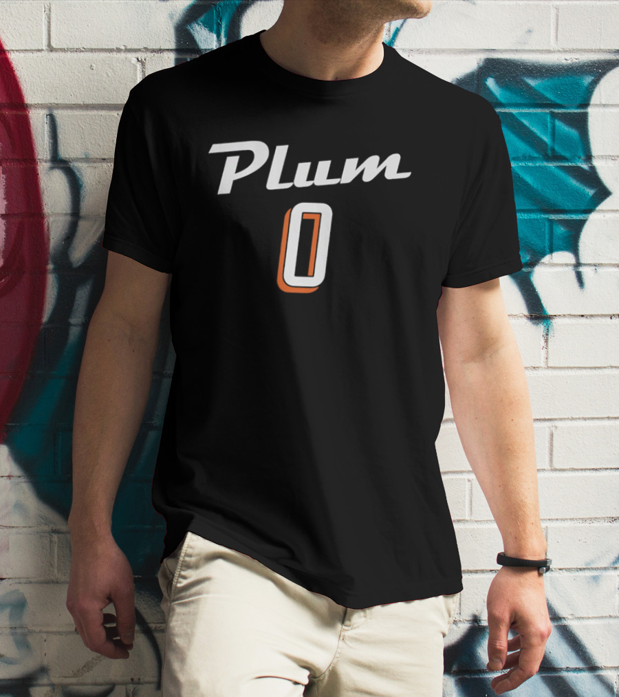 Plum 0 Jersey White Script Rust Shadow Player Name T-Shirt