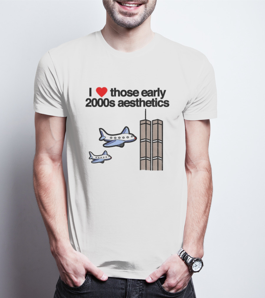 I Heart Those Early 2000s Aesthetics Airplanes World Trade Center Towers T-Shirt