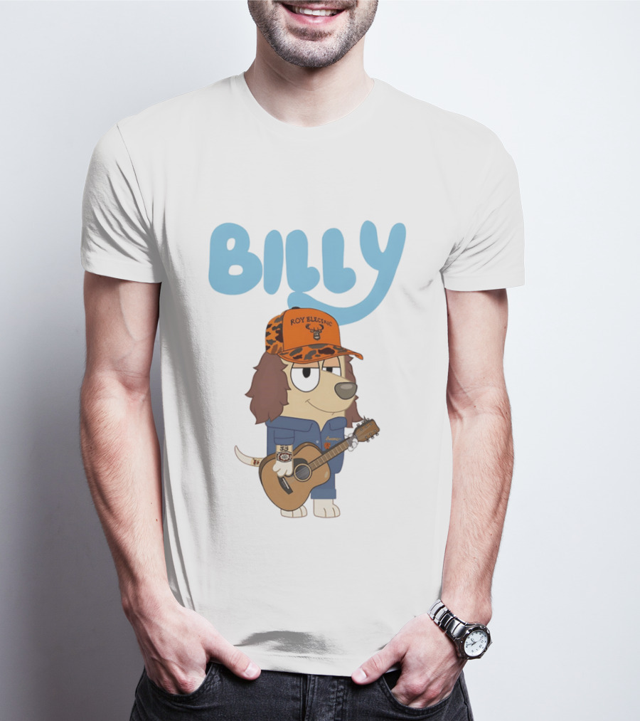 Billy Roy Electric Boomer Character With Guitar And Hat T-Shirt