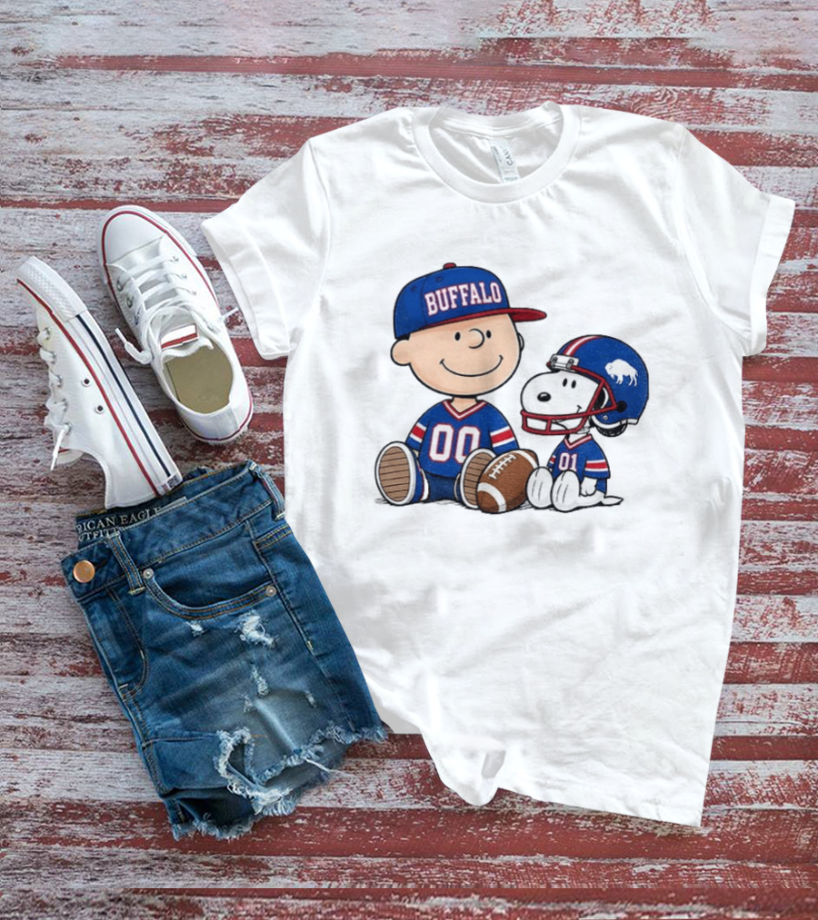 Charlie Brown Snoopy Buffalo 00 01 Football Team Cartoon Sports Fan Gear T-Shirt
