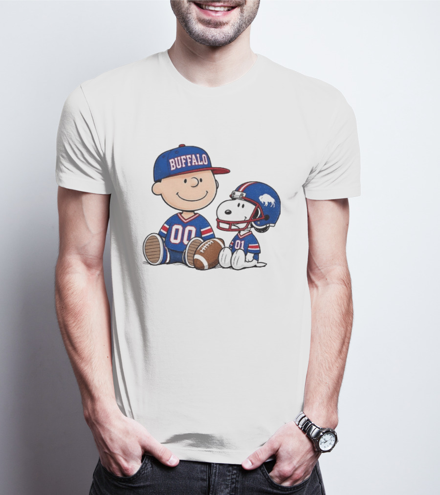 Charlie Brown Snoopy Buffalo 00 01 Football Team Cartoon Sports Fan Gear T-Shirt