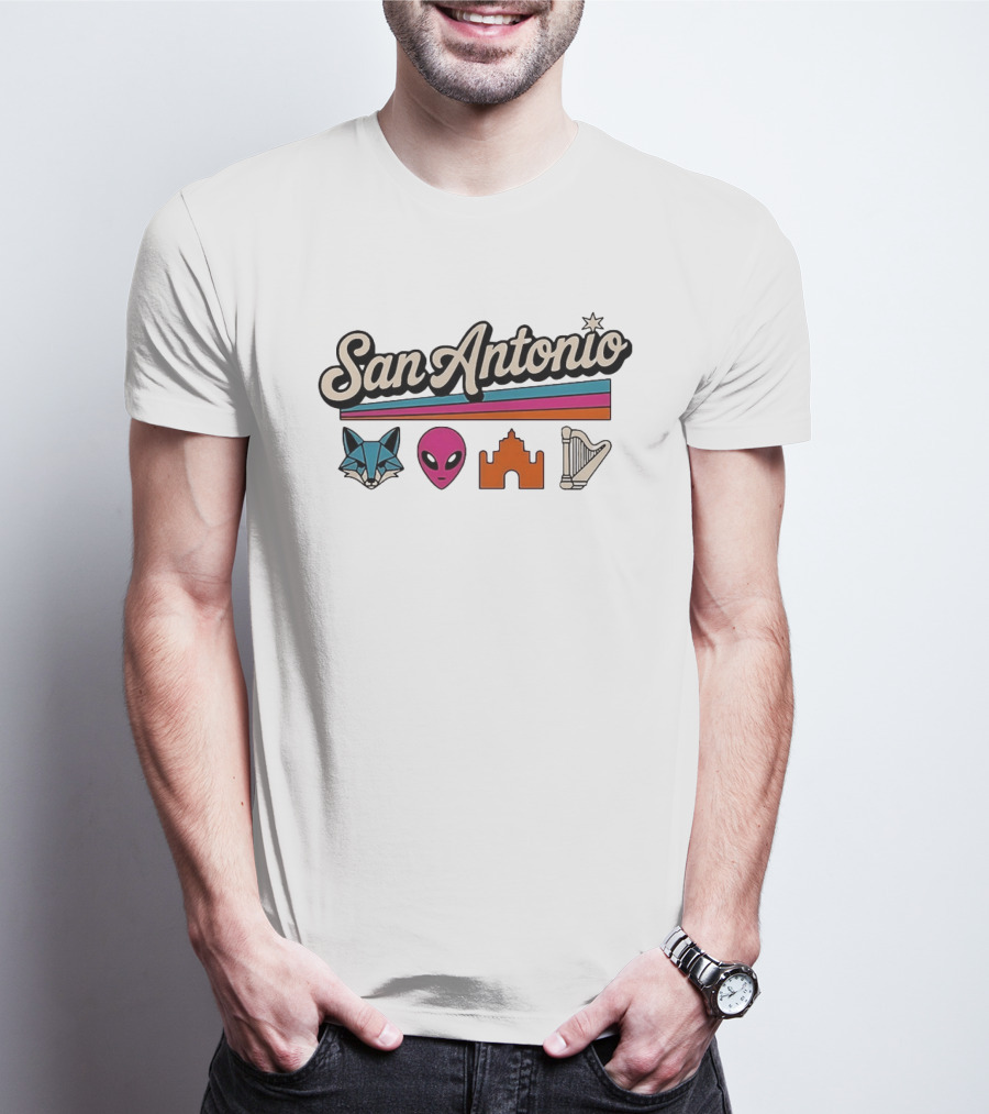 San Antonio Fox Alien Castle Harp Spurs Basketball T-Shirt